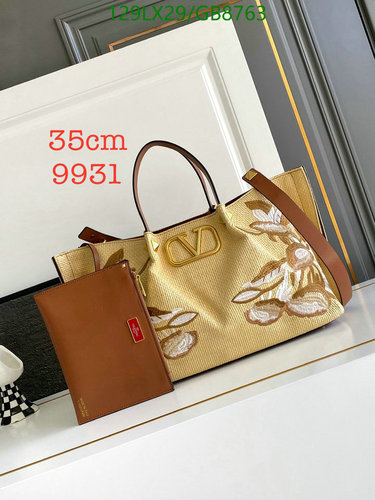 Valentino Garavani Raffia Tote Bag with Embroidered Floral Design