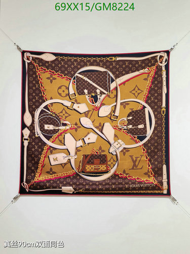 Louis Vuitton Silk Square Scarf, 90x90cm - Iconic Monogram Design, Luxurious Feel