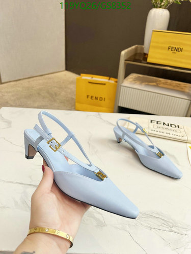 Fendi Women's Slingback Heels in Light Blue Sheepskin Leather, EU35-42