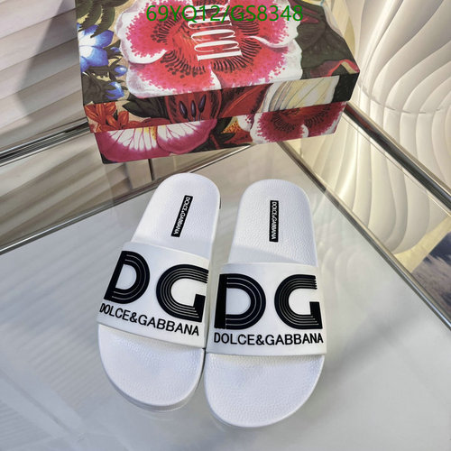 Dolce & Gabbana Men's White Slides with Black Logo Detail | EU38-45