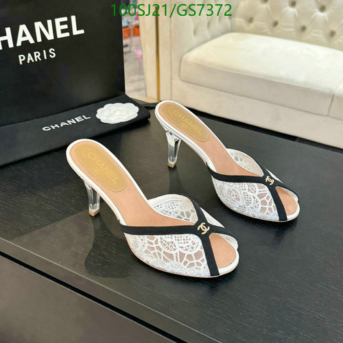 Chanel Women's Lace & Leather Mules - Elegant 7CM Heel Slip-On Sandals