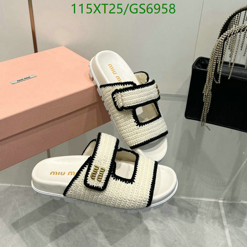 Miu Miu Women's Knitted Hook-and-Loop Flat Sandals - Comfortable & Stylish