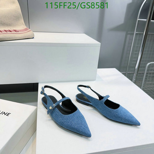 Celine Women's Denim Slingback Flats - Pointed Toe Cowhide Leather Sole Shoes