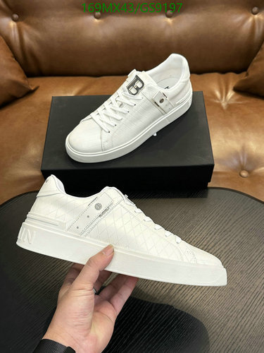 Balmain Men's White Cowhide Low-Top Sneakers with B-Logo Detail