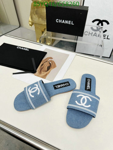 Chanel Women's Denim Slides Sandals with White Logo, EU35-42 - GS8260 3 Chanel Women's Denim Slides Sandals with White Logo, EU35-42 - GS8260