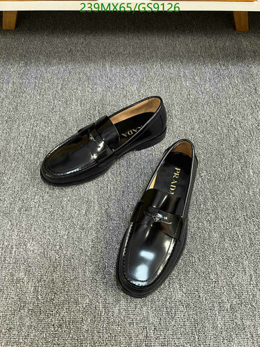 Prada Men's Lux Leather Loafers - Elegant Slip-On Dress Shoes for Formal Wear