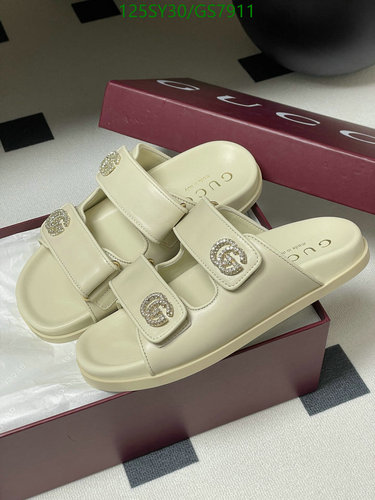 Gucci Women's GG Crystal Embellished Double Strap Leather Sandals