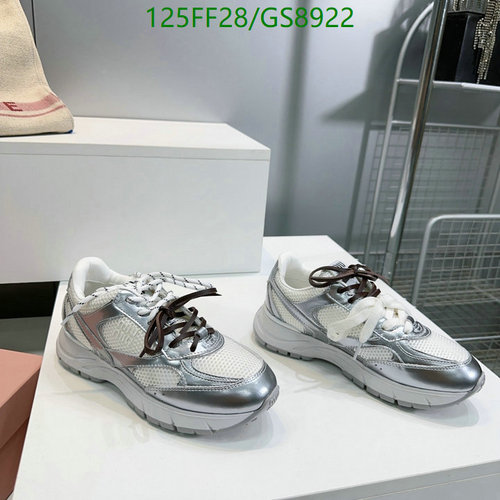 Miu Miu Women's Metallic Silver & White Cowhide Sneakers - EU 35-40