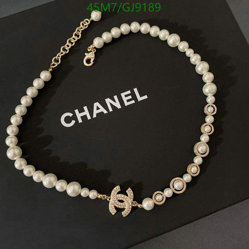 Chanel Pearl Necklace with Interlocking C Logo and Crystal Embellishments