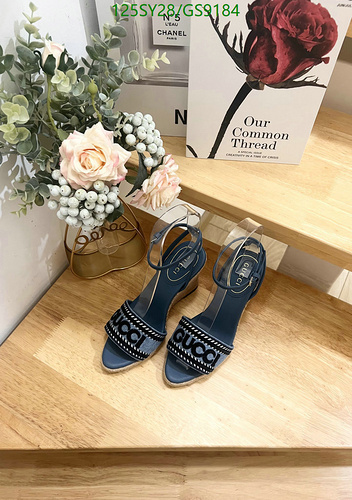 Gucci Women's Denim Espadrille Wedge Sandals with Ankle Strap - 9cm Heel