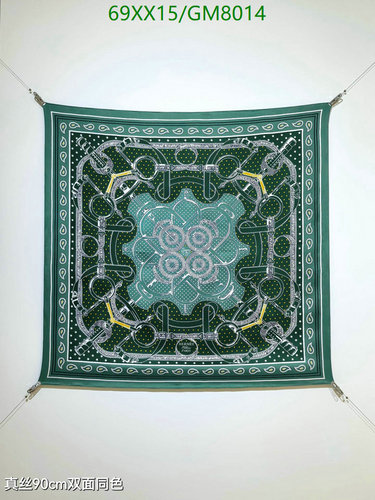 Hermes Silk Scarf GM8014 - Green Equestrian Print 90x90CM