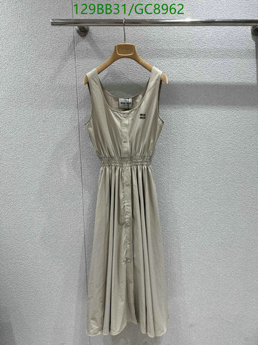 Miu Miu Women's Cotton Sleeveless Midi Dress with Elastic Waist