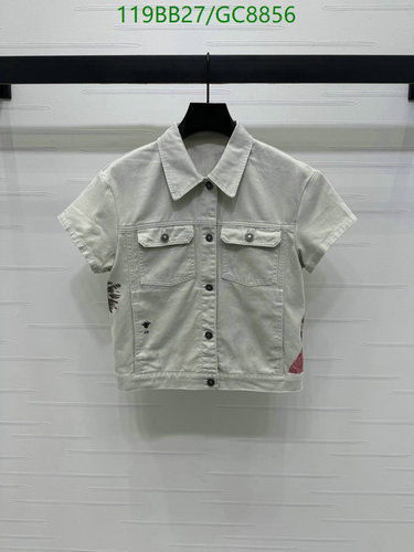 Dior Women's Short-Sleeve Denim Jacket - Light Gray Cotton Blend Outerwear