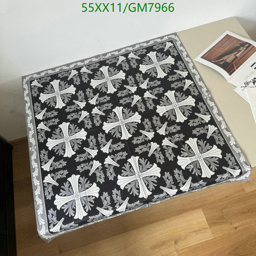 Chrome Hearts Silk Scarf with Iconic Cross Pattern - 90x90cm Luxury Accessory