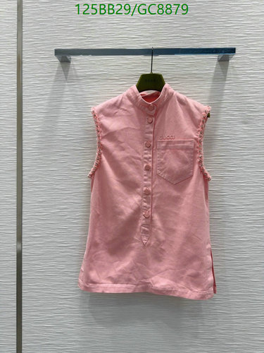 Gucci Women's Pink Cotton Sleeveless Stand Collar Shirt - Stylish & Breathable
