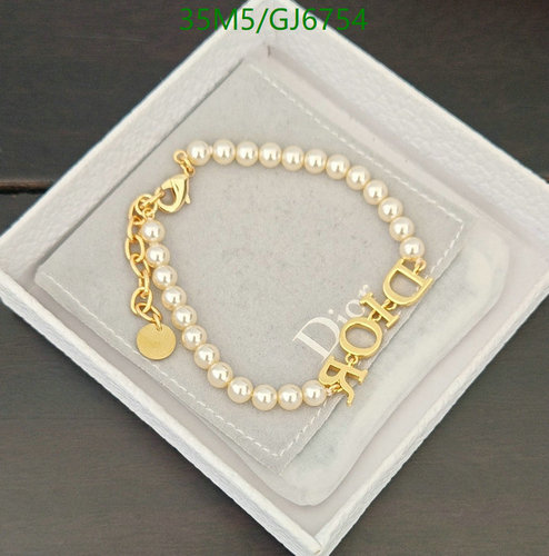Dior Pearl Bracelet with Gold-Tone 'DIOR' Logo