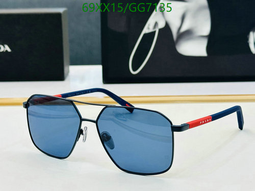 Prada Men's Stylish Aviator Sunglasses with Blue Lenses - Modern Design