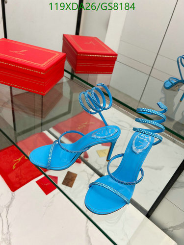 Rene Caovilla Women's Cleo Sky Blue Crystal Embellished Spiral Heels