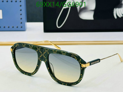Gucci GG6901 Aviator Sunglasses - Green Monogram with Gradient Lenses