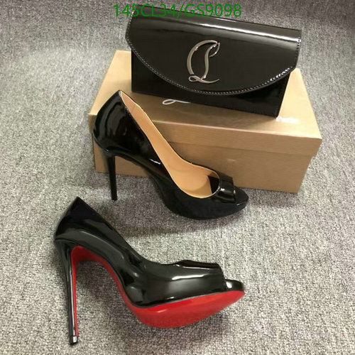 Christian Louboutin Women's Black Patent Leather Peep-Toe Pumps with Clutch
