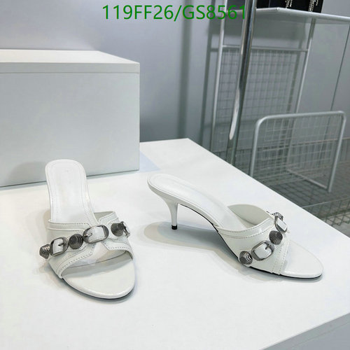 Balenciaga Women's Buckle Detail Leather Mules - Elegant 6.5CM Kitten Heel Sandals