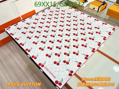 Louis Vuitton Silk Square Scarf 90x90cm, Cherry Pattern, Ivory