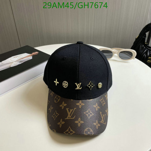 Louis Vuitton Monogram Canvas & Black Baseball Cap with Gold Embellishments