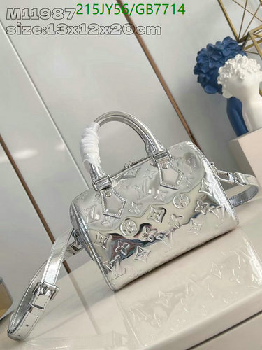 Louis Vuitton Speedy 20 Silver Monogram Embossed Leather Satchel Bag