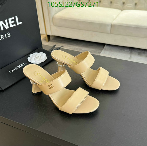 Chanel Women's Elegant Sheepskin Leather Mules with Pearl Embellished Heels