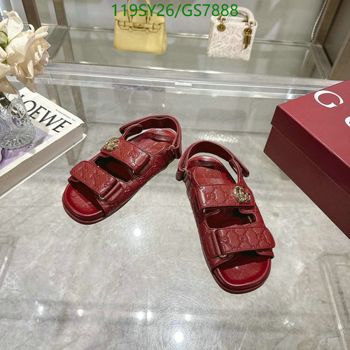 Gucci Women's Red Monogram Leather GG Interlocking Designer Sandals