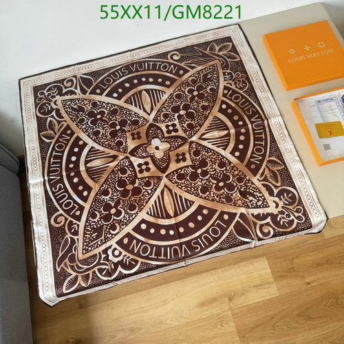 Louis Vuitton Silk Square Scarf - GM8221 Monogram Print 90x90CM