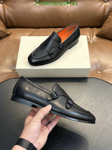 Santoni Men's Black Monk Strap Loafers - Premium Cowhide Leather Shoes