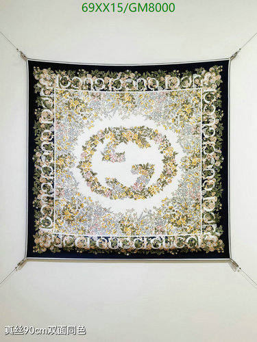 Gucci Floral Silk Scarf 90x90cm - Elegant Square Headscarf for Women