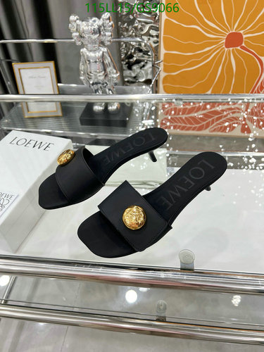 Loewe Women's Black Cowhide Square Toe Kitten Heel Mules Sandals