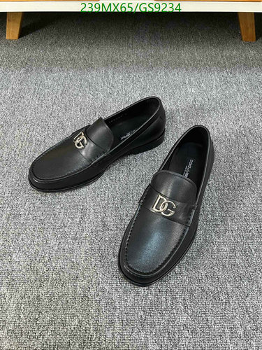 Dolce & Gabbana Men's Leather Loafers with DG Logo - Black Slip-On Shoes