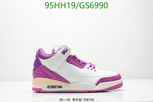 Air Jordan Women's Retro 3 Purple & White Leather Basketball Shoes