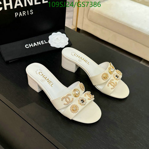 Chanel Women's Embellished Block Heel Mules - Luxurious Sheepskin Leather Slides