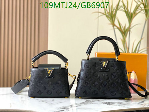 Louis Vuitton Black Leather Monogram Top Handle Bag - Medium and Small Sizes