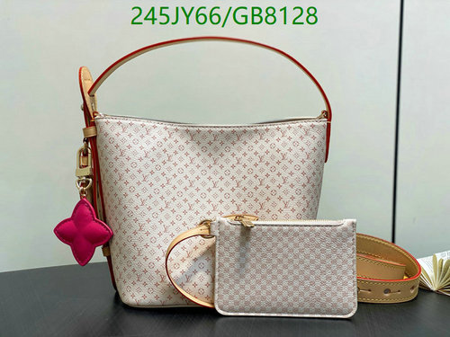 Louis Vuitton Stylish Daily Bucket Bag with Pouch & Charm - Genuine Leather