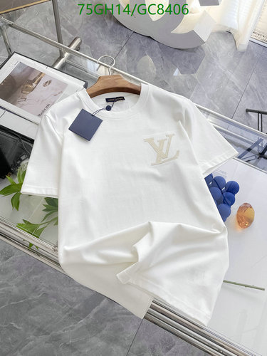 Louis Vuitton Men's Crew Neck Cotton T-Shirt with Embroidered Logo