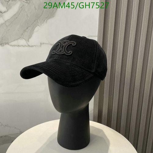 Celine Baseball Cap in Black Corduroy with Triomphe Logo for Everyday Style