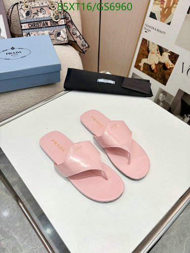 Prada Women's Pink Patent Leather Thong Sandals - Comfortable & Stylish