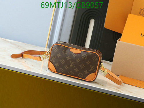Louis Vuitton Monogram Canvas Crossbody Bag with Leather Trim - 20x13x6.5CM