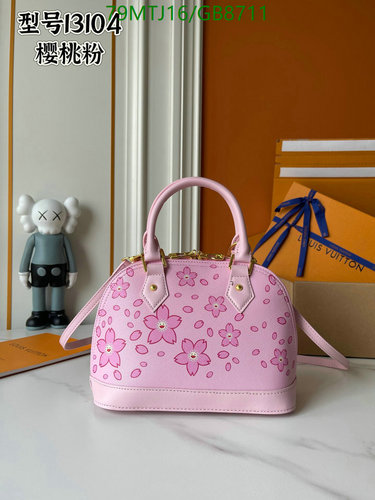 Louis Vuitton Alma BB Cherry Blossom Pink Leather Top Handle Bag