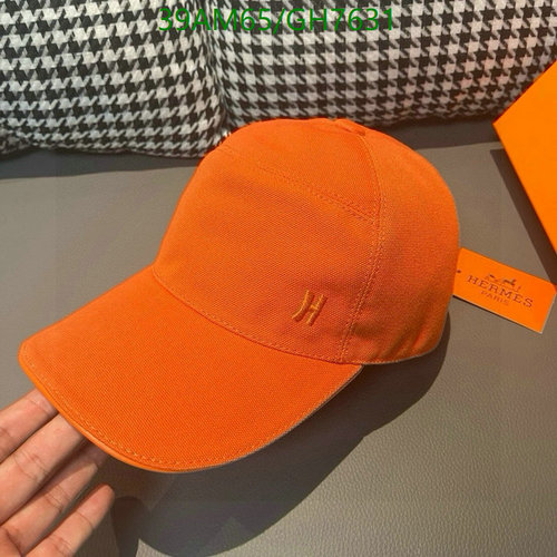 Hermès Paris Signature 'H' Embroidered Baseball Cap in Vibrant Orange