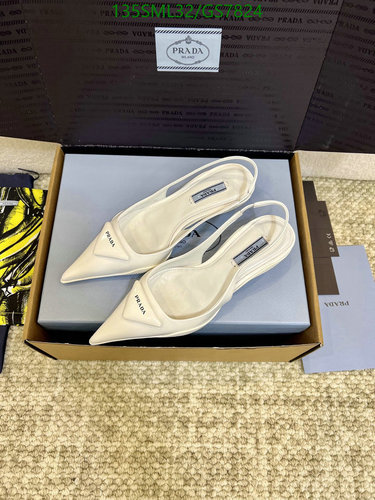 Prada Women's Pointed Toe Slingback Pumps - Elegant Sheepskin Heels EU 35-39