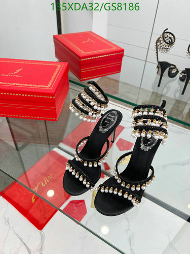 Rene Caovilla Cleo Pearl & Rhinestone Silk Sandals - Elegant High Heel Shoes