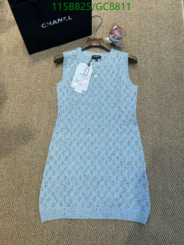 Chanel Cashmere Knit Sleeveless Dress - Elegant & Comfortable Light Blue