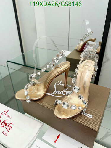 Christian Louboutin Women's Embellished Clear Strap Heels - 10.5CM