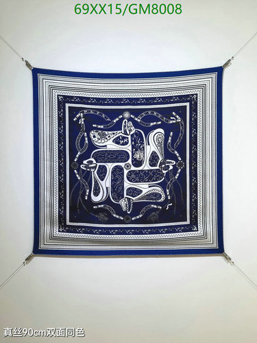 Hermès Silk Scarf GM8008 - Luxurious 90x90CM Design